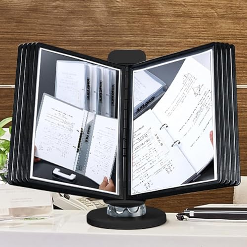 CETEOR Wall Mounted Display File Holder, Portable Wall Mount Reference Organizer, 10 Double-Sided Display Pockets, File Organizer for Desk, for Office Display and Storage A4 Documents, Space Saving