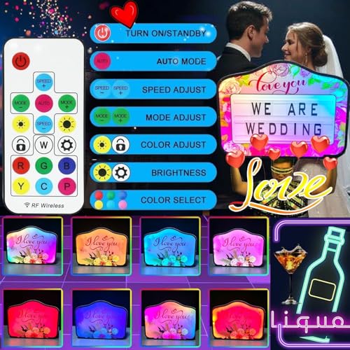 menglanchang 2025 Bottle Service Sign Board VIP for Wedding Proposals & Wedding Party, Led Handheld Bottle Presenter,Remote Control RGB 7-Color Effects, 4 Set Letters & 1 Set Numbers & 2 X Batteries