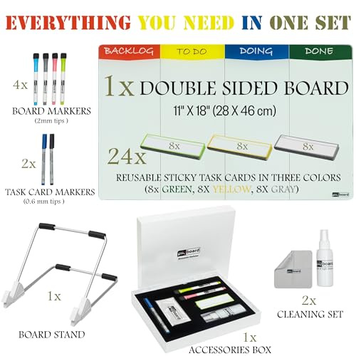 PMXBOARD Desktop Magnetic Kanban Board Kit | Project Management Board