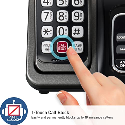 Panasonic Cordless Phone with Answering Machine, Advanced Call Block, Bilingual Caller ID and High-Contrast Display, Expandable System with 1 Handset Cordless Telephone - KX-TGD830M (Metallic Black)