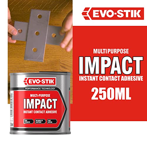 EVO-STIK Impact Adhesive, Multipurpose, High-Strength Adhesive, Bonds Instantly on Contact, Fast Drying, 250ml Tin