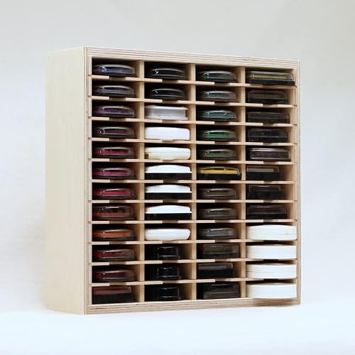 Stamp-n-Storage Slim Ink Pad Holder 48 - Wooden Organizer Rack Holds 48 Slim 2-3/4"x4" Ink Pads - Birch Plywood,