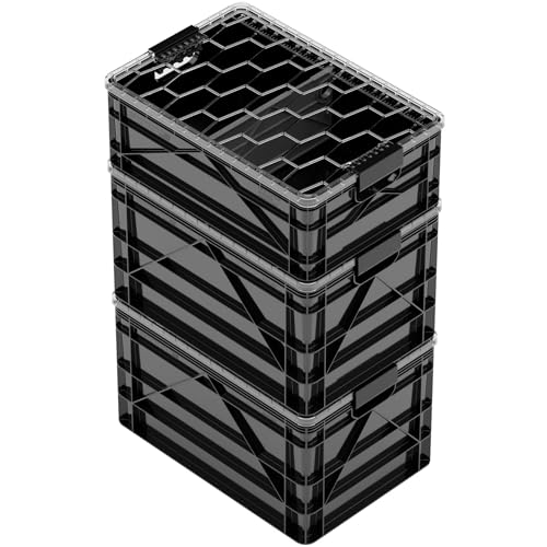 SIDIO Starter Pack, HD Stackable Storage Bins with Lids & Dividers, Black