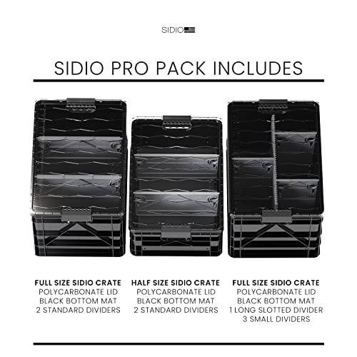 SIDIO Pro Pack, HD Stackable Storage Bins with Lids & Dividers, Black