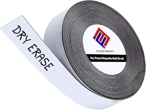 Dry Erase Magnetic Strips - Roll of Writable Whiteboard Magnets - Writable Flexible Magnet - Name Plates - Magnetic Labels- Dry Erase Name Tags - (1 Inch x 200 Feet)
