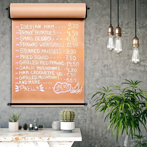 36‘’ Wall Mounted Kraft Paper Dispenser Holder,Brown Paper Roll Holder, Heavy-Duty Paper Cutters Butcher Paper Dispenser to-Do Lists, DIY Drawing, Taking Note, Artwork Black 36inch