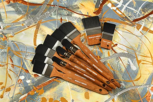 Creative Mark Muscle Brushes - Professional Brushes for Artists & Painting with Synthetic Hair for Any Surface - Long Handle Mixed Set (3in and #30)