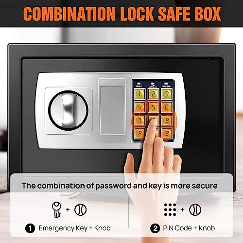 TBLOTYD Electronic Digital Safe Box Volume for Home Hotel Security with 2 Locking Bolts/Black/Gray 8.5L ，Black-Black 8.5L