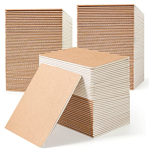 feela 170 Pack Blank Kraft Notebooks, Unlined Sketchbook Mini Cute Note Pad for Drawing Writing, Journal Bulk For Kids Students Office School Supplies, A6, 48 Pages, 4.25” X 5.5”, Brown