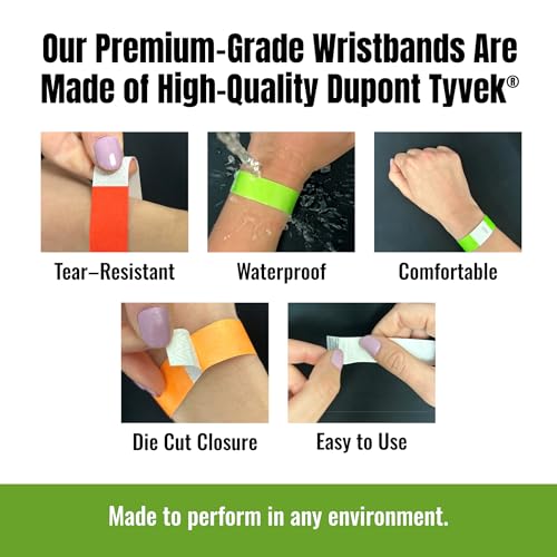 WristCo White Custom Imprint Wristbands - 1,000 Tyvek - Select Qty