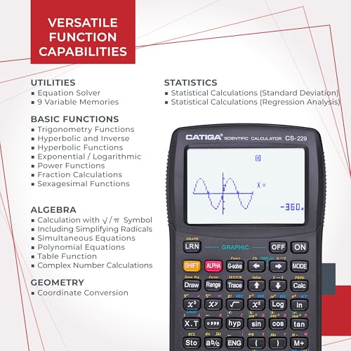 CATIGA Scientific Calculators with Graphic Functions, Graphing Calculators with Multiple Modes, Scientific Calculators for Students, High School or College Courses, Calculadora Cientifica, CS-229
