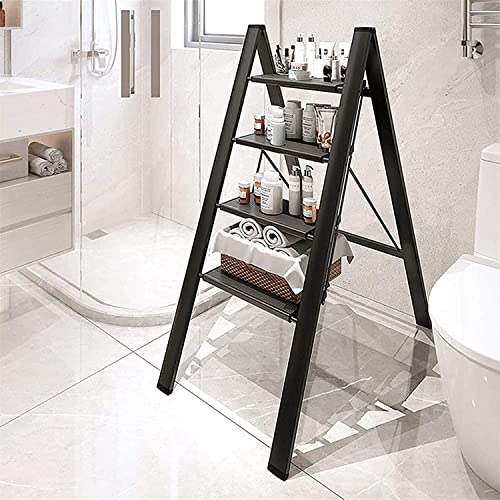 LBAawxe 2-Step Ladder Multifunctional Household Aluminum Ladder Stool Folding Herringbone Ladder(A)