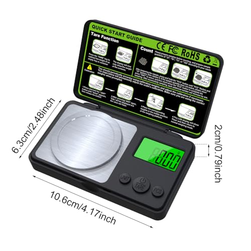 Digital Milligram Scale, 0.01/0.001g Accuracy Jewelry Scale with LCD Display for Powder, Jewelry, Medicine