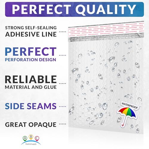 ABC PACK & SUPPLY Poly Bubble Mailers, 6.5 x 9 Inch White Padded Mailers, Self Seal Shipping Envelopes, Lightweight Poly Mailer Bags, Waterproof Mailing Bags, Pack of 300