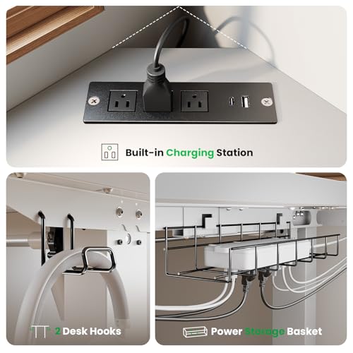 SIAGO 75x63 Inch L-Shaped Standing Desk with Charging Station Corner Desk