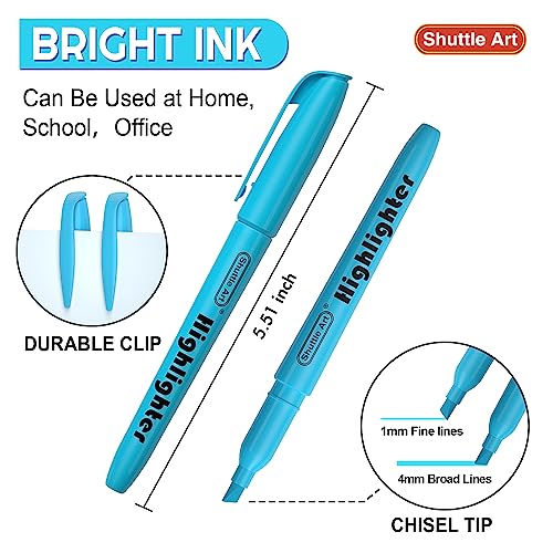 Shuttle Art 216 Pack Highlighters, Assorted Colors Marker Set, 6 Bright Colors Chisel Tip Dry-Quickly Non-Toxic Highlighter Markers Bulk for Adults Teachers Students Highlighting in Home School Office