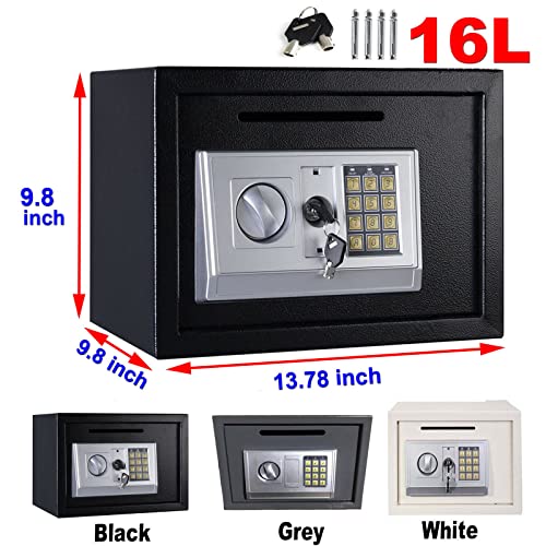 TBLOTYD 16L Wall Safe with Prodrilled Holes and Cash Slot, Electonic Safe Box High Security with Keypad and 2 Keys