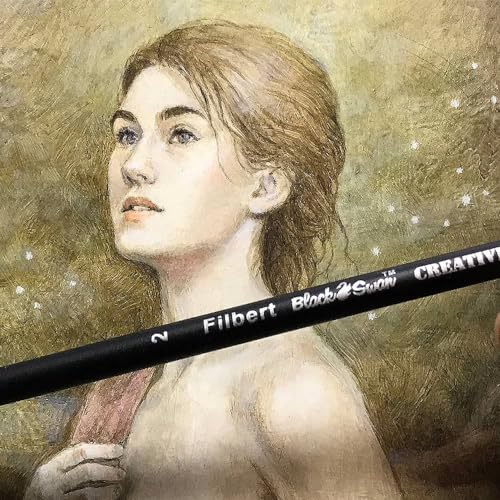 Black Swan Synthetic Red Sable Paint Brushes - Filbert Set of 5 - Professional Quality Long Handle Paint Brushes for Oil, Heavy Body Media and Acrylic - Artists of All Levels