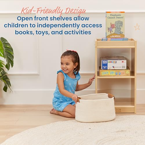 ECR4Kids 2-Cube Double-Sided Vertical Storage Organizer, Classroom Furniture, Natural