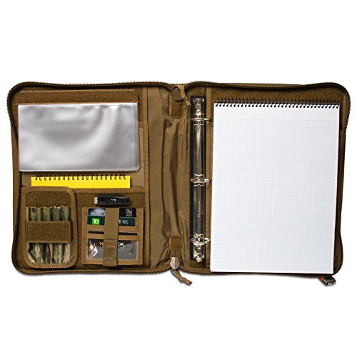 Tactical Notebook Covers Tactical 3-Ring Binder Cover | Fits 0.5"-1" Binders | Zippered Case for Military Field Admin | Durable Cordura Organizer for Documents & Notes (Coyote Brown)