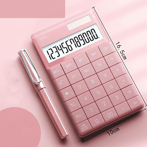 NSUQOA 12 Digit Desktop Calculator Large Big Buttons Financial Business Accounting Tool Battery and Solar Power with Stand