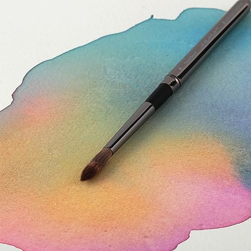 New York Central Oasis Synthetic Brush - Travel Round #8 - Handmade in Germany, Professional Watercolor Brushes with Ergonomic Handle, Soft, Absorbent Bristles for Artists