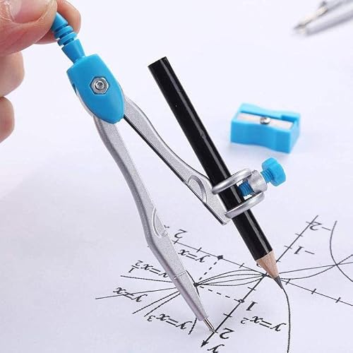 KLJUHGTR 1 Set of Plastic Metal Ruler Geometry Protractor Mathematics Drawing Stationery School Compass