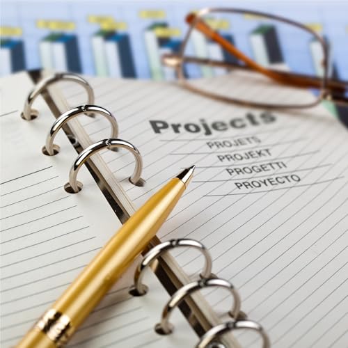 A5 ring binder B5 9-Hole Ring Binder Mechanism 6 Pack Replacement Spines for Planners(26.3x1.5cm)