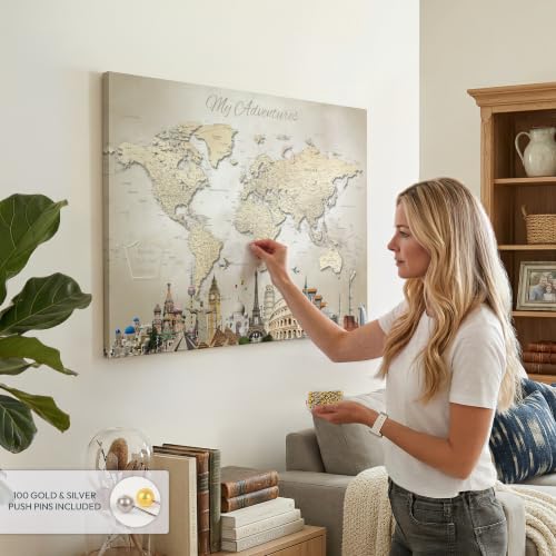 Forever Map - My Endless Adventures Push Pin World Map - 36" x 24"
