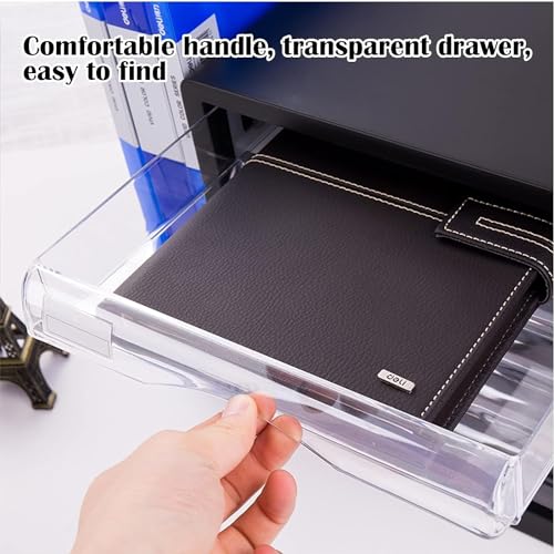 NUHSLF Multi Layer Transparent Drawer File Cabinet for A4 Office Storage White (Blue-One Size)