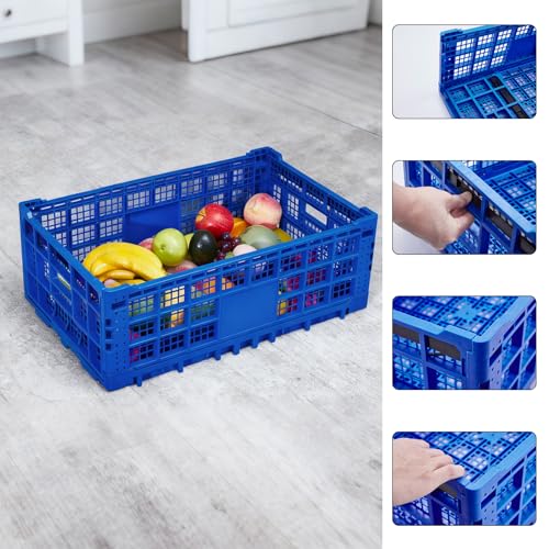 10PCS Collapsible Storage Crates, 52L/14Gal Foldable Plastic Crates
