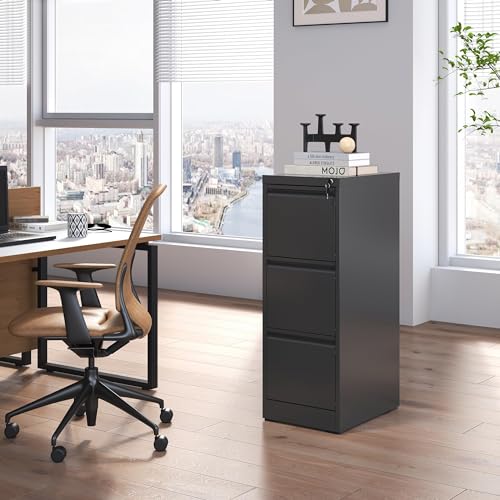 FLIXELIO 3 Drawer File Cabinet with Lock,Metal File Cabinet for Home Office
