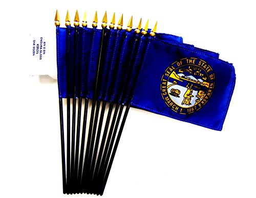 12 Nebraska 4x6 Table Table Flags One Dozen American Made Rayon Small Mini State Flags
