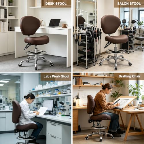 Kaleurrier Adjustable Stools Drafting Chair: with Back Rest & Foot Rest