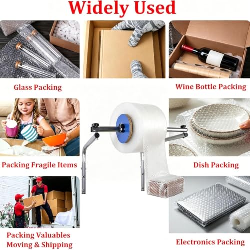 AFBEHL Bubble Cushioning Wrap Roll Dispenser, 40cm Wall Mount Foam Wrap Roll Dispenser, Quick Installation & Easy Rewind,Galvanized Thickening, for Packing Moving Shipping Protection Factory