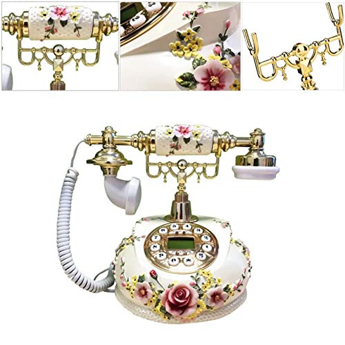 QUANGJN Corded Retro Landline Phone with LCD Screen for Caller ID Calendar Clock Display, Vintage Style Push-Button Telephone for Home, Office & Hotel
