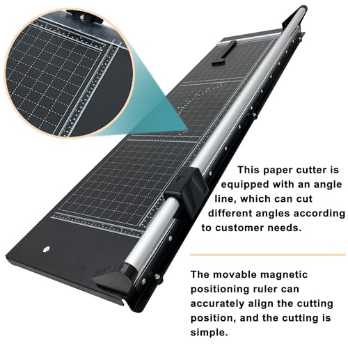HQHAOTWU Paper Cutter Rotary Paper Trimmer with Sliding Blade Portable Paper Slicer Cutter 36" Craft Paper Cutter Manual Paper Cutting Tool with Clear Angle Line for Cutting Label Paper Film Photo