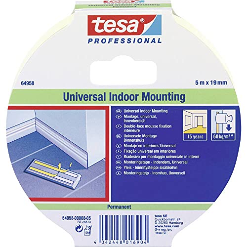 tesa 64958-00008-05 – Double Sided Tape Interior Mounting Universal Series 65000 – 5 m x 19 mm manchetta