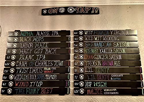 Chic, Easy Chalkboard System. 10 Peel-and-Stick REPOSITIONABLE Rows of Blackboard Slats for Restaurant Menu, Office Items, Home Schedule etc. Quick Wall Mount. for Regular & Liquid Chalk.
