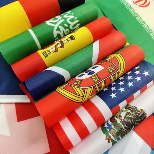 TSMD 2026 Soccer World Cup Desk Flags Decorations All 48 Countries Small Mini Office Table Stick Flag with Stand Base,5x8 Inch