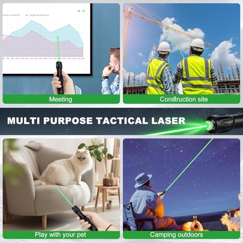 JANHER Green Laser Pointer, USB Rechargeable, Adjustable Focus
