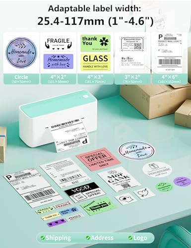 Phomemo Bluetooth Thermal Shipping Label Printer, 241BT Wireless Thermal Label Printer for Shipping Packages, Inkless Thermal Shipping Label Printer, Compatible with iPhone, Android, Green