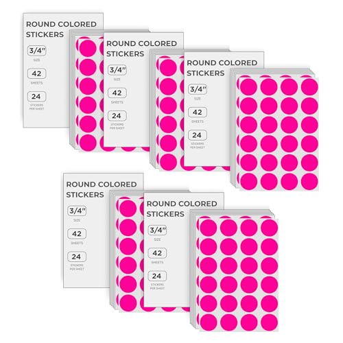 ChromaLabel Fluorescent Pink Dot Stickers, 3/4 Inch, 1008/Pack Case of 5
