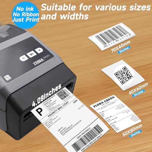 Zebra ZD620d Direct Thermal Desktop Printer 203dpi Print Width 4-Inch with Cutter Bluetooth & Ethernet Serial USB | ZD62042-D21F00EZ