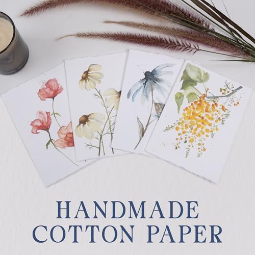 WANDERINGS Handmade Deckle Edge Blank Greeting Cards & Envelopes - 300 GSM Paper– 20 Cards for Invitations, Thank Yous, Greeting, Get Well and Birthday Cards (Blank)
