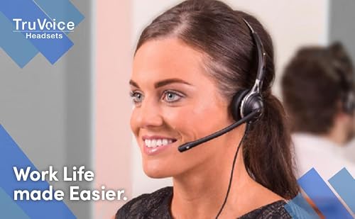 TruVoice HD-750 USB Premium Headset for The Office or Call Center – Works with All VoIP Phone Systems – Noise Canceling Microphone and HD Speakers