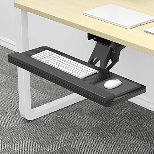 ACXZ Adjustable Keyboard Tray Under Desk, Ergonomic Computer Keyboard Drawer, Desk Extension Platform with Wrist Pad, Tilt Angle/360°Swivel (55×24cm, 64×24cm, 75×24cm)