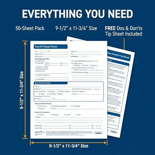 Complyright Payroll Change Notice | HR & Employee Management | 50 Pack