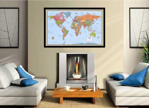 Swiftmaps 32" x 50" RMC Large World Wall Map Poster - Laminated Rolled (32x50 Signature World)
