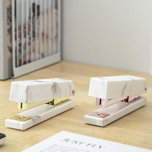 OEKFVCHVZ Rose Gold Stapler Staple Remover Staples Hold Punch Large Desk Student School Office Stationery